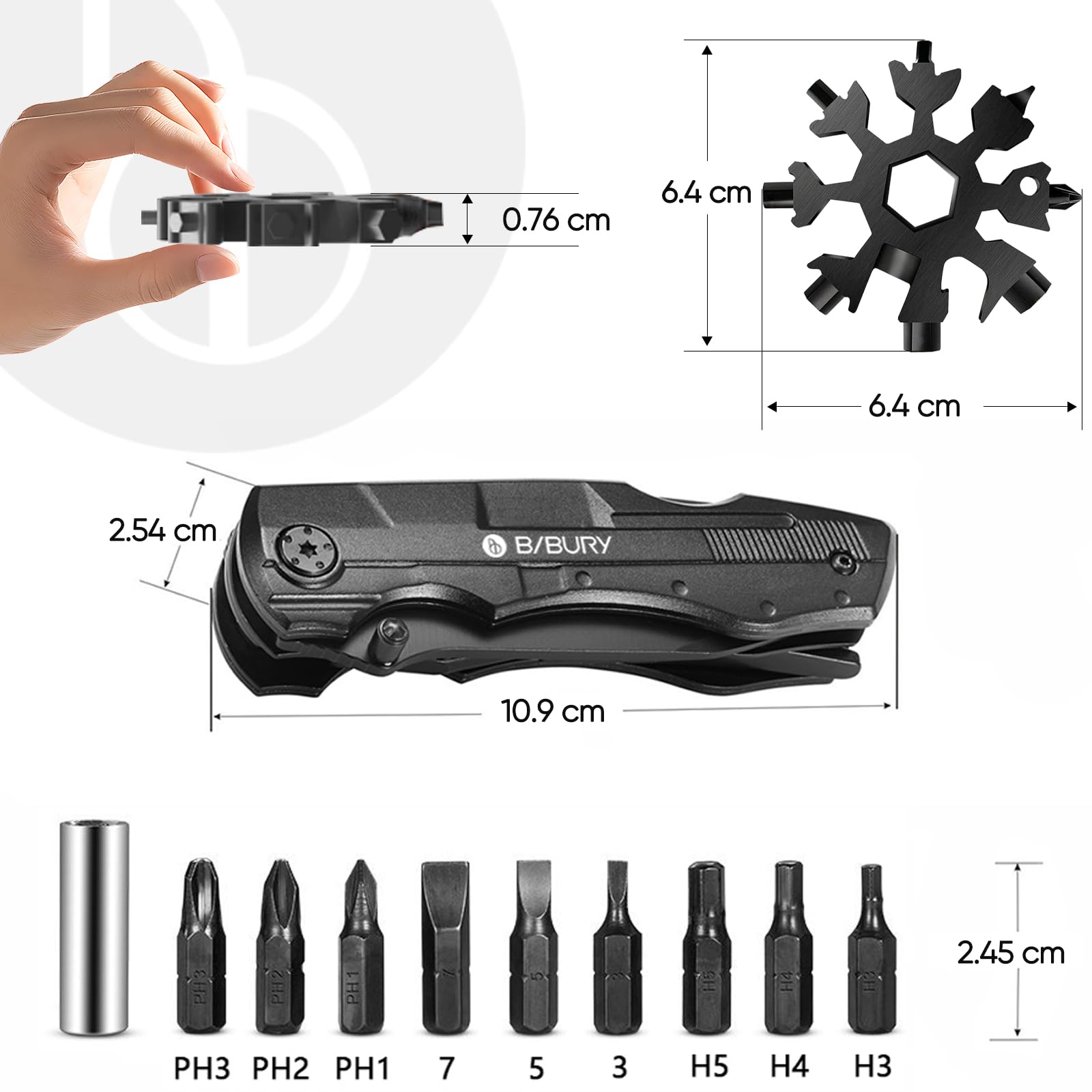 BIBURY Vatertagsgeschenk für Papa, Multitool Taschenmesser, Geschenke für Männer, Camping Zubehör, Geburtstagsgeschenk Gadgets für Männer, Klappmesser, Messer Outdoor, Männergeschenke für Papa 4