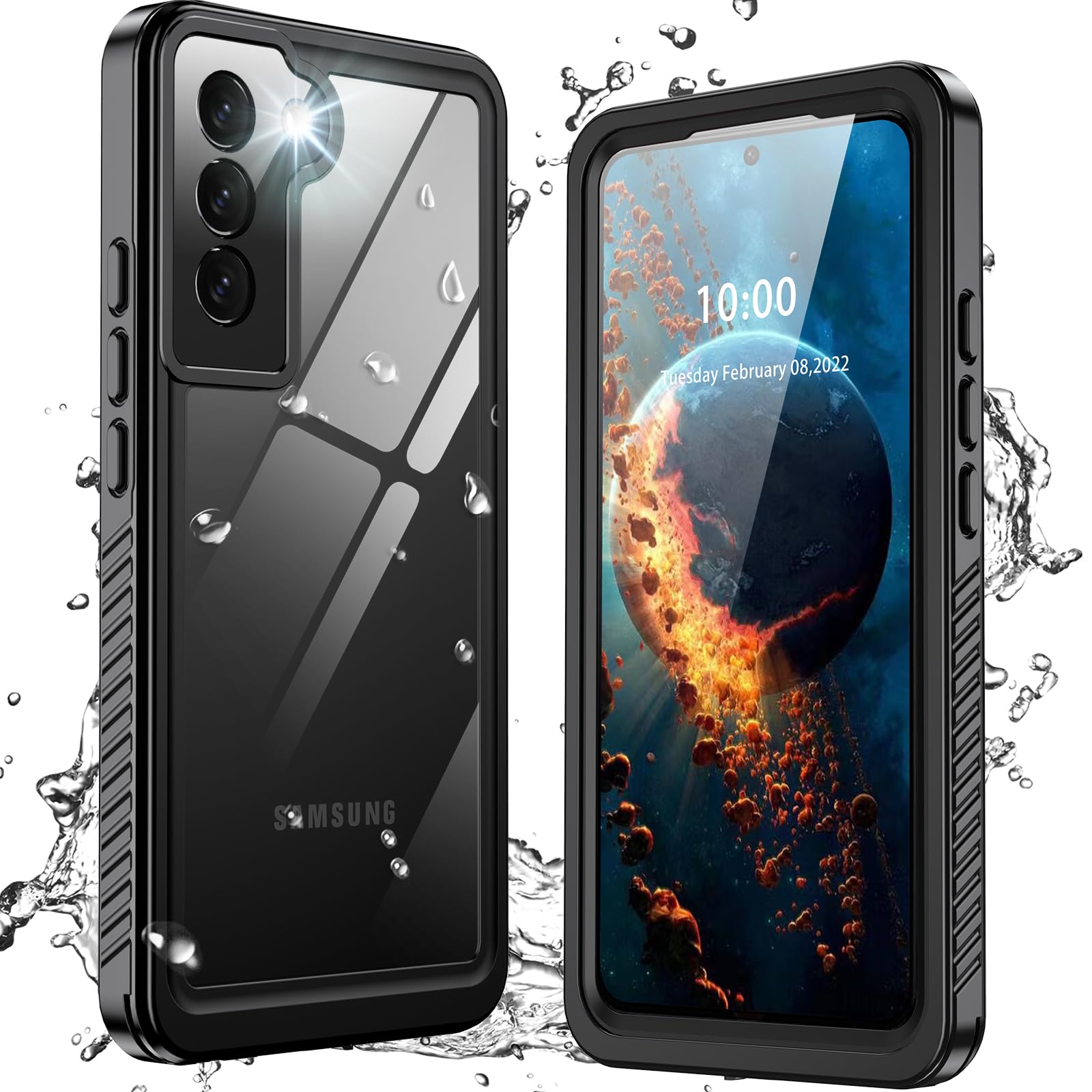 GOLDJU for Samsung Galaxy S22 Plus Case, [IP68 Waterproof] Case [Dustproof] with [Built-in Screen Protector], [14FT Military Fully Body Shockproof] Phone Case for Galaxy S22 Plus, Black