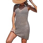 CUPSHE Women Swimsuit Crochet Sleeveless Cover Ups Summer Hollow Out Knit Bathing Suit Beach Coverup Dress