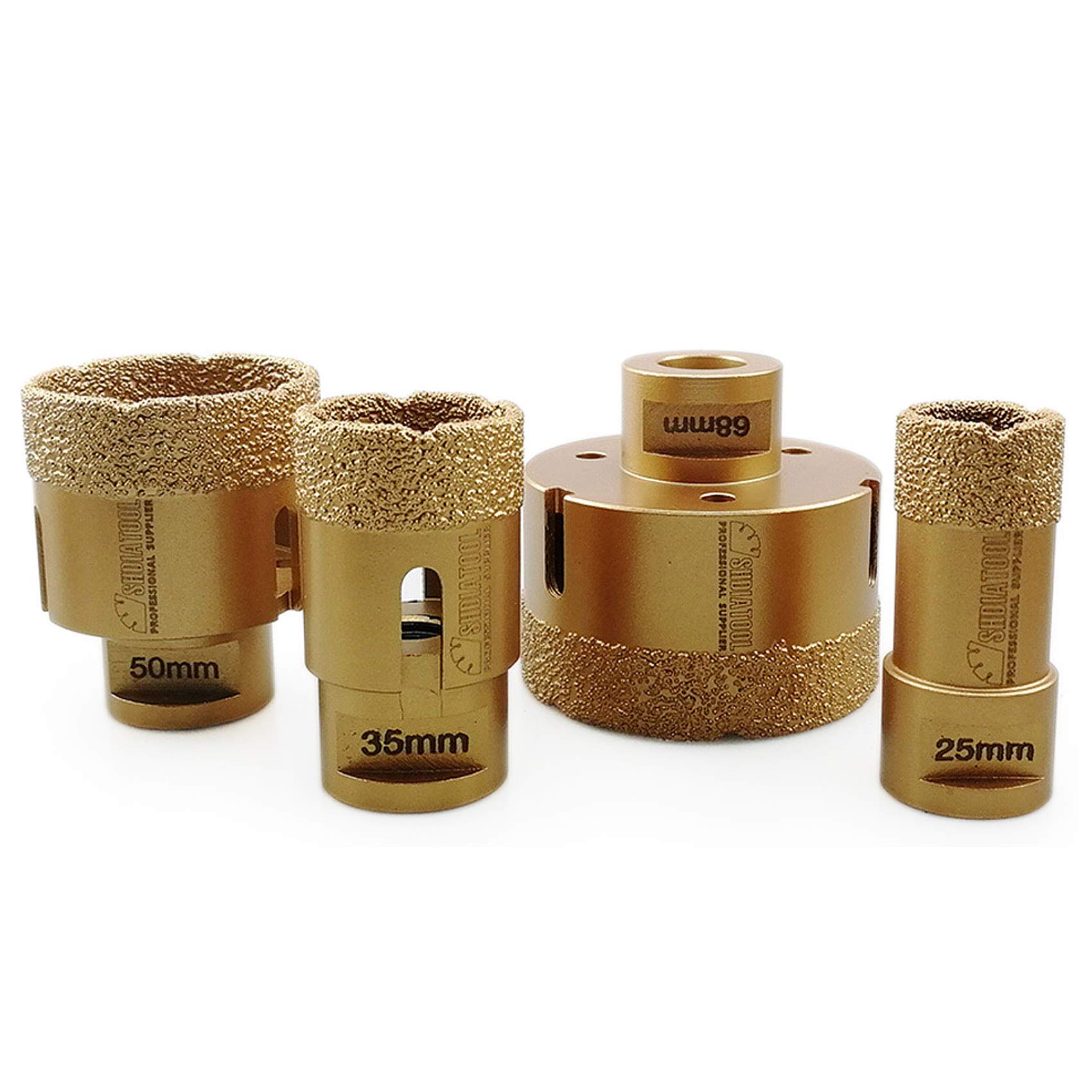 SHDIATOOL Dry Diamond Drill Core Bits 4pcs/Set for Porcelain Tile Granite Marble Dia 25/35/50/68mm