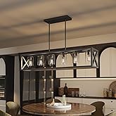 Espird Farmhouse Dining Room Light Fixture - 6 Light Kitchen Island Lighting with Adjustable Height & Thickened Metal Dining 