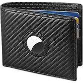 Huztencor AirTag Wallet Minimalist Front Pocket Mens Wallet for Apple Air Tag Carbon Fiber Black