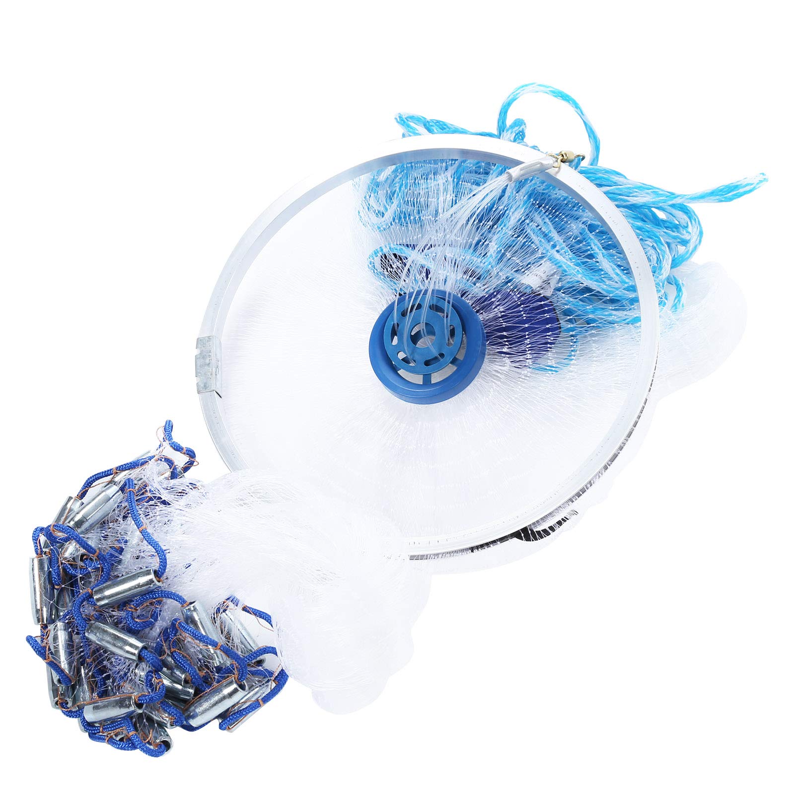 Keenso Fishing Trap Net, 2.4m/7.9ft Foldable Fishing Mesh Baits Trap Saltwater Fishing Cast Net Mesh Bait Trap Fish Throw Net