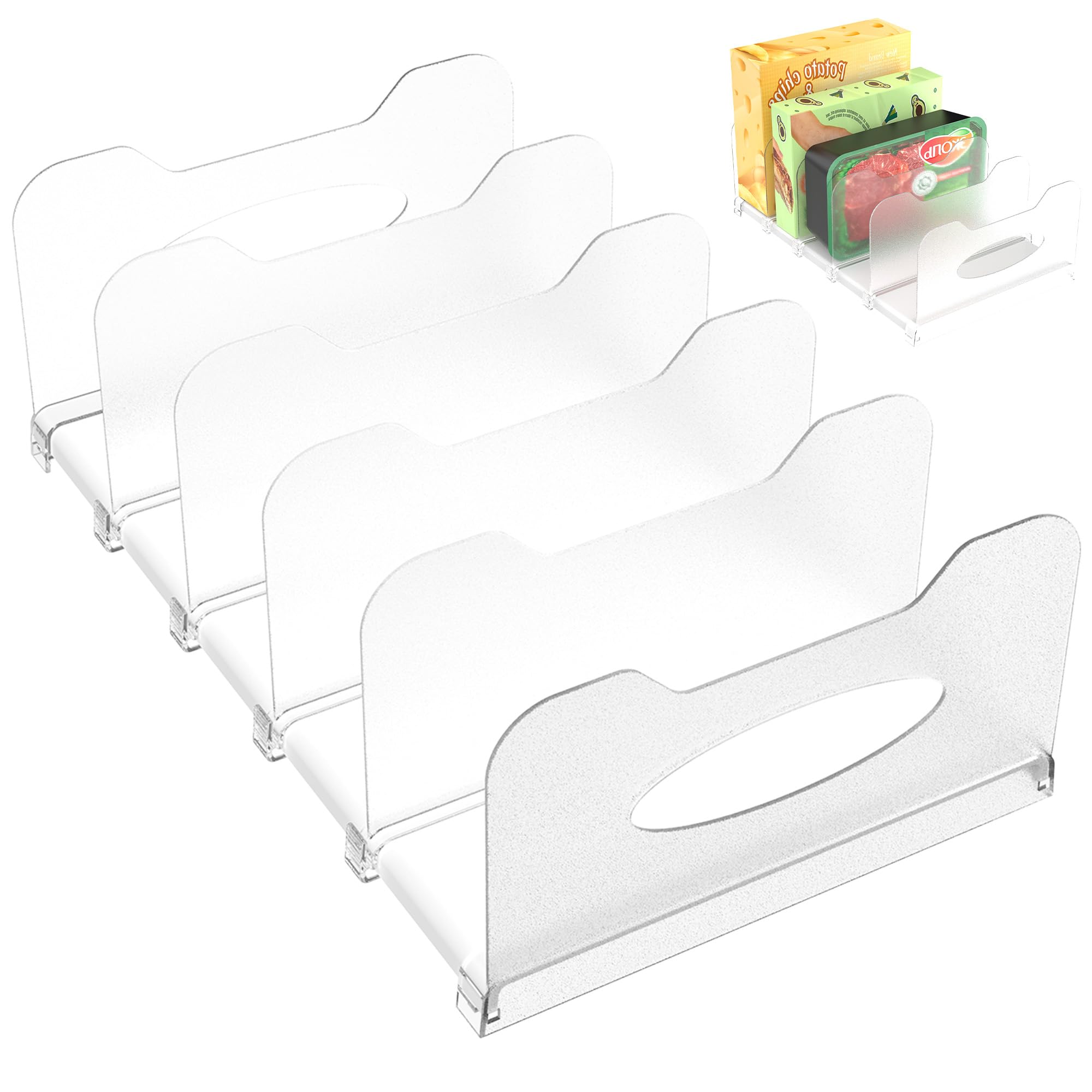 Photo 1 of SURETIVIAN Freezer Organizer 12” Visible Fridge Organizer Rack with Removable Dividers and Handles, Freely Adjustable, Fits Refrigerator Frozen Meals, Lunch Meat Box, Cheeses(White)