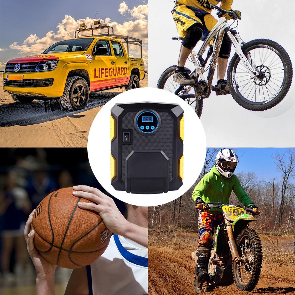 Mbuynow Compresseur d\'air Portable Gonfleur de Pneu 12V Digital avec Lampe LED Compresseur à air Pour Voiture/Moto/Camion/Vélo etc