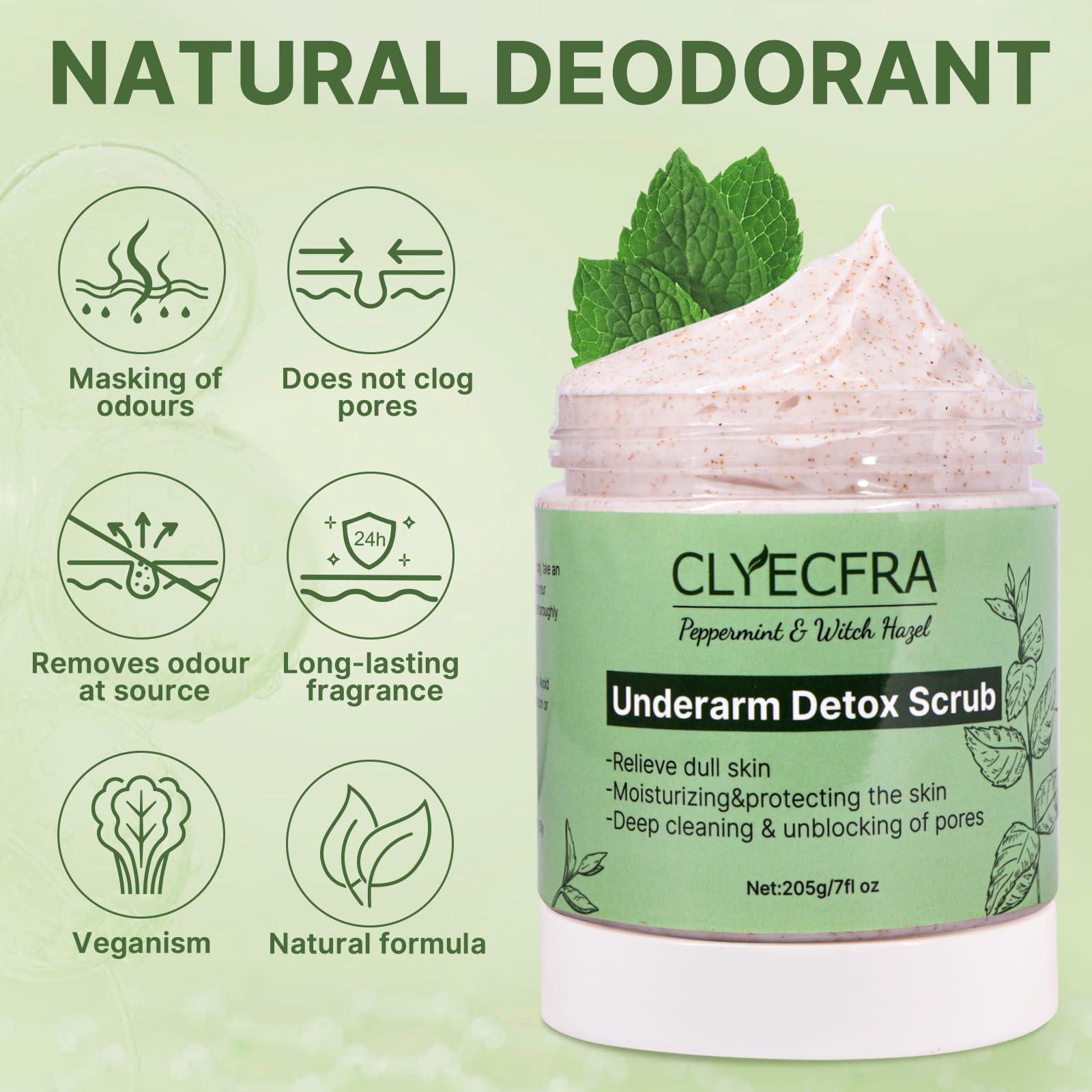 Peppermint Underarm Detox Scrub,Armpit Detox For Women,Body Scrub & Detox Cleanse,Body Exfoliator Scrub For Deeply Cleanses,Exfoliates,Moisturizes&Relieves Odor,for Armpits,Elbows,Knee & Whole Body
