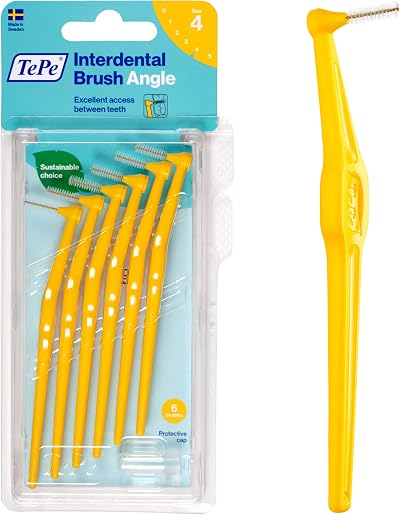 TePe Angle Interdental Brush Yellow 0.7mm ISO 4 6 pcs Plaque Remover