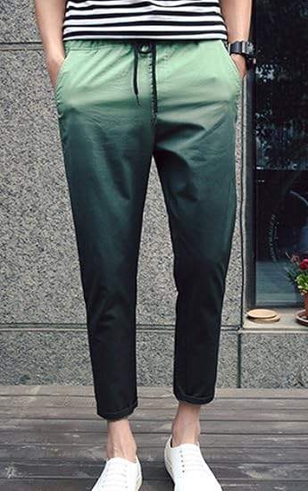 Amazon パンツ メンズ パンツ グラデーション ボトムス ロールアップ 9分丈 くるぶし丈 チノパン 秋 冬 チノパンツ ズボン カジュアル 大きいサイズ お洒落 紐パン ロングパンツ 通販