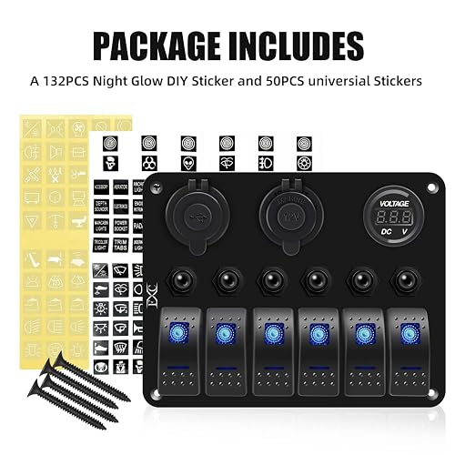 Metal durable Voltmeter Aluminum Panel Car Marine Boat Circuit LED Breaker 4 5 6 Gang Rocker Switch Panel with Cars