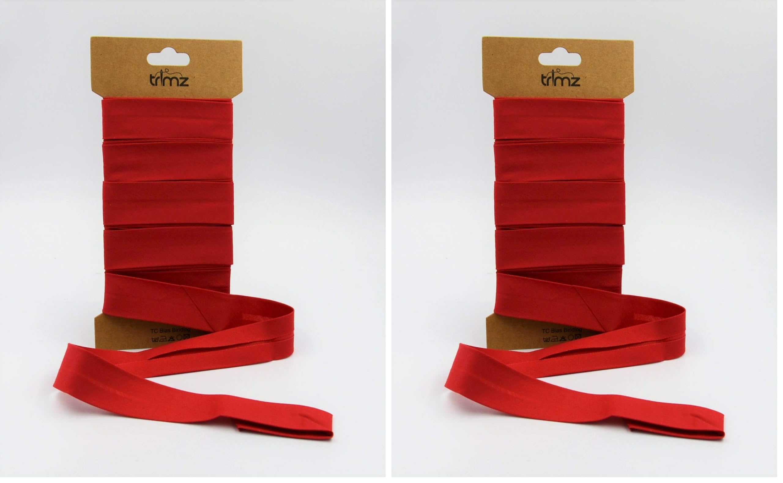 Trimz Poly Cotton Bias Binding, Red, 25mm x 5m (Pack of 2)