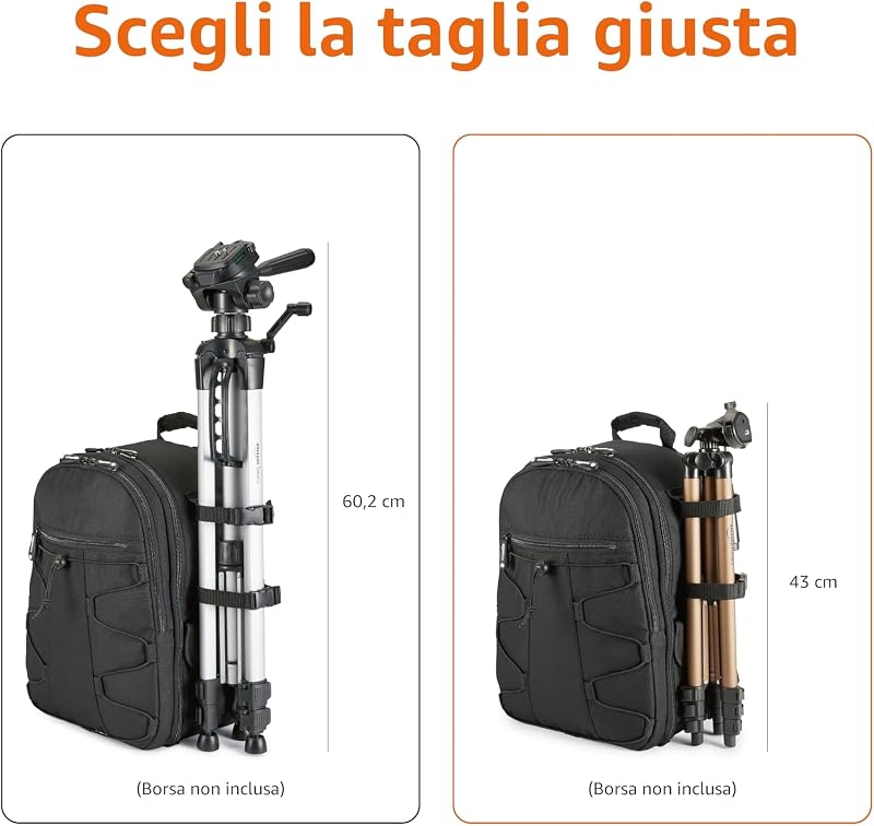 - Treppiede per Fotocamera 127cm, Leggero, con Borsa, Altezza Regolabile, per Fotocamere DSLR, Champagne