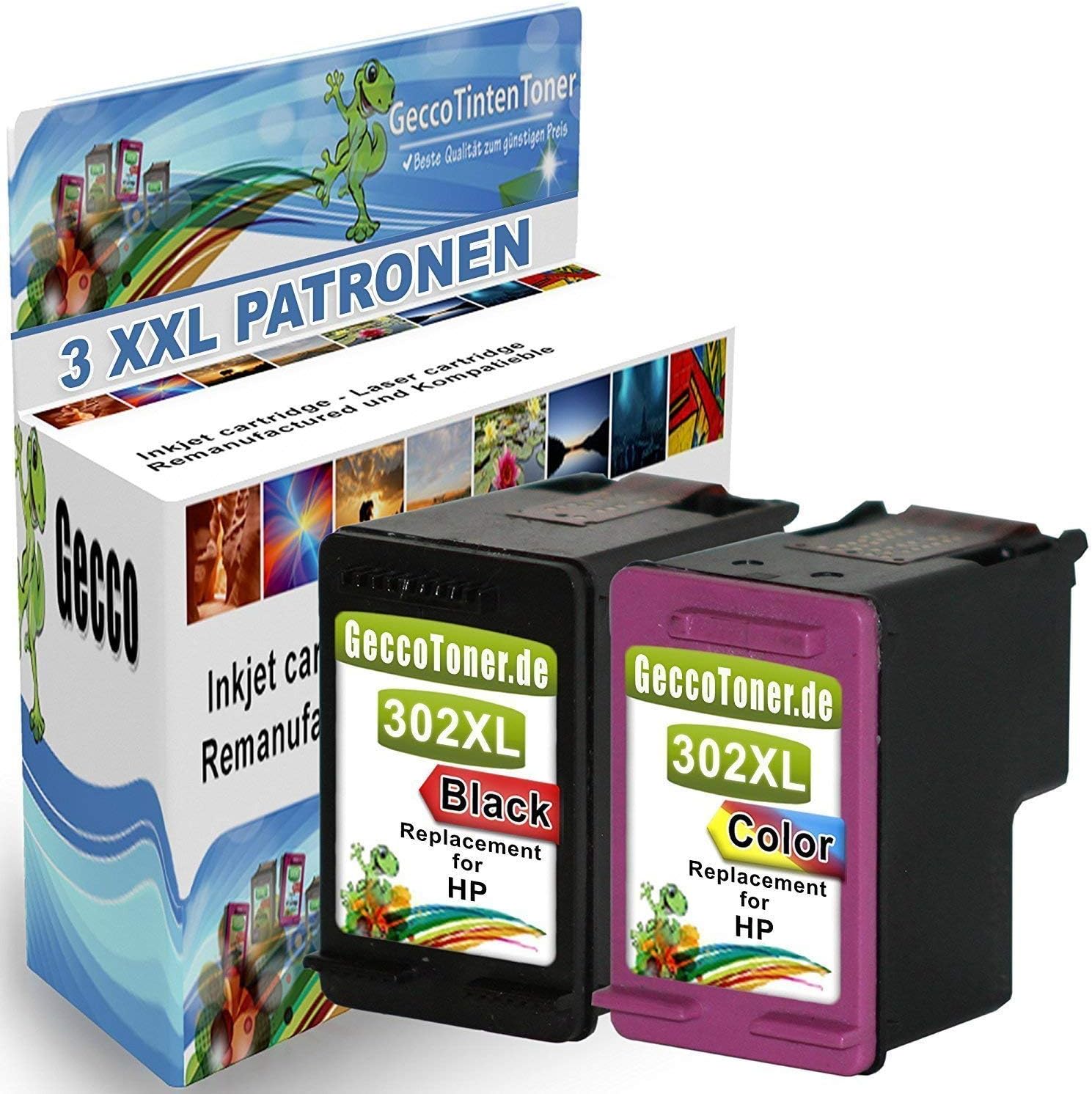 Alaskaprint 3x Ink Cartridges Compatible HP 302XL 302 XL High capacity Replacement for HP Deskjet 1110 1115 2130 2132 2133 2134 2135 3630 3632 3633 3634 3635 3636 3637 3638 HP Deskjet 2130 All-in-One HP OfficeJet 3638 3800 3800 Series 3830 3831 3832 3833 3834 3835 4650 4651 4652 4654 4655 4657 4658 , HP Envy 4520 4521 4522 4523 4524 4525 4526 4527 4528 e All-in-One HP Envy 4520 e-All-in-One 4524 e-All-in-One (1 Black, 1 Color)