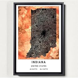 Indiana United States Map Poster, Indiana United