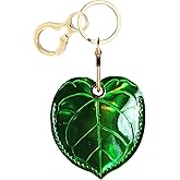 Shiny Leather Charm Keychain Holder Case Compatible with AirTag,Cute Protective Cover with Keyring,Anti-Scratch Finder GPS Tracker Case for Wallet Keys,Bag,Pets(Leaf A)
