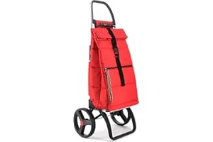 ROLSER Foldable Puff Grocery Shopping Cart with Wheels | Collapsible Personal Folding Cart for Groceries | Durable & Portable | Red