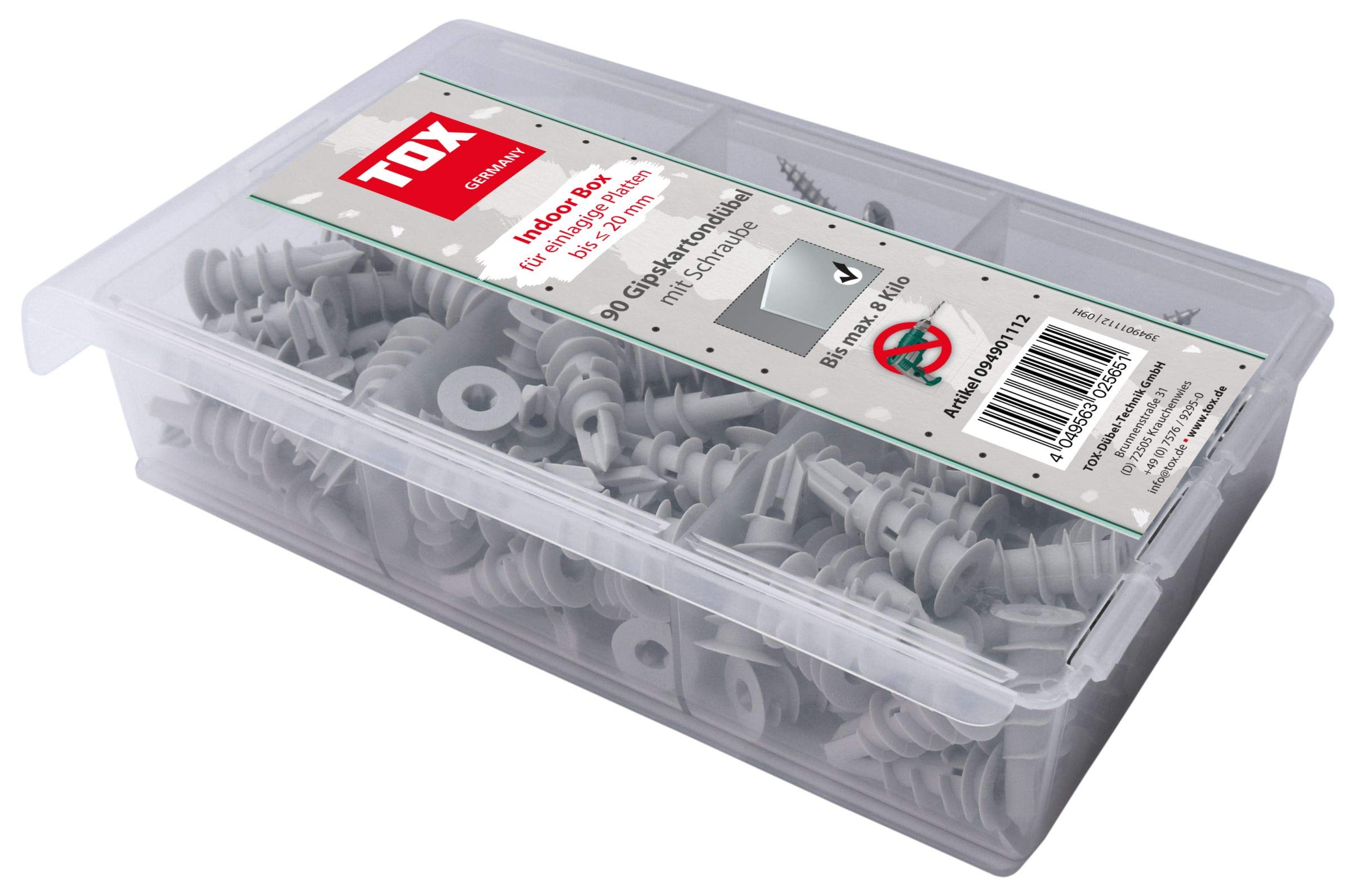 TOX plasterboard dowel assortment Indoor Box 180 pcs, 1 piece, 094901112