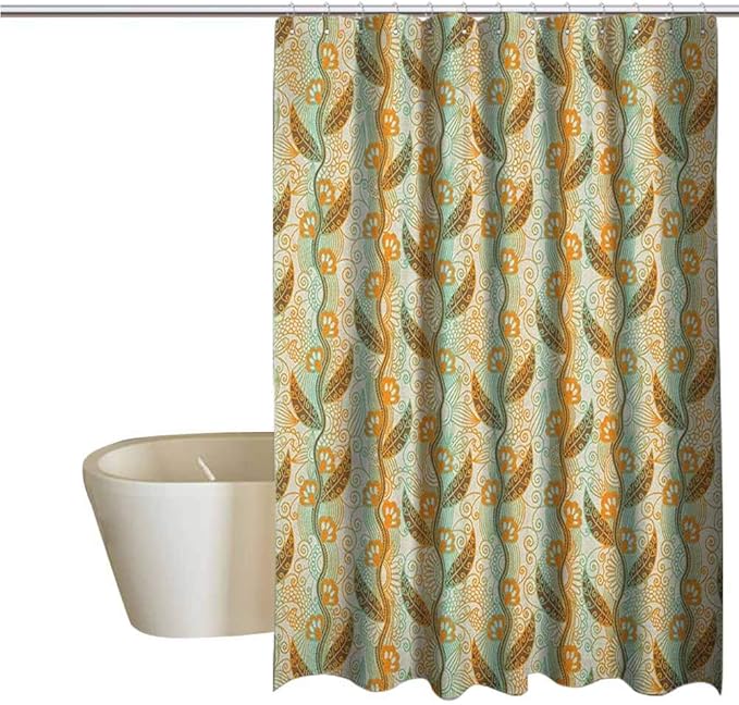 Vintage Shower Window Curtain Waterproof Swirled Branches