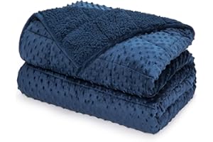 UINIU Sherpa Fleece Weighted Blanket for Adults Queen Size 15lbs, Minky Dot Soft Flannel Heavy Blankets for Stress Relief and Sleep Promotion, Cozy Plush Weighted Throw for Couch Bed, 60" x 80"