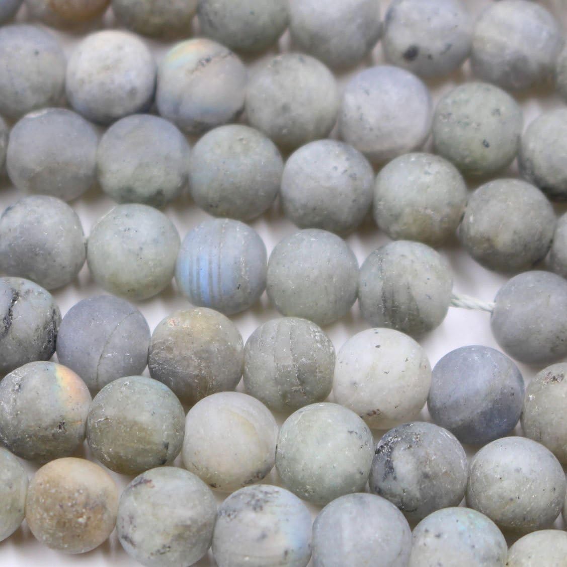 Fashiontrenda Natural Labradorite Round Gemstones Beads for DIY Jewelry Making (Matte 8mm)
