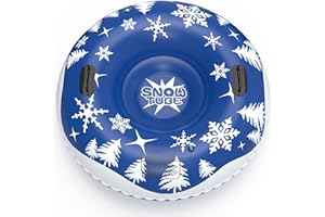 FNGXX Snow Tube, 48 Inch Snow Sleds for Adults, Thickened Heavy Duty Snow Tube with Handles, Inflatable Hard Bottom Snow Tubes for Sledding, Winter Outdoor Fun Sports for Family Activities