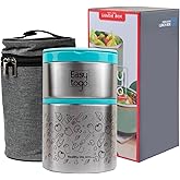 Easy Togo 2-Tier Stainless Steel Lunch Box – 32oz Insulated Stackable Food Container with Lunch Bag – Portable Thermal Bento Box for Adults, Men & Women – Blue
