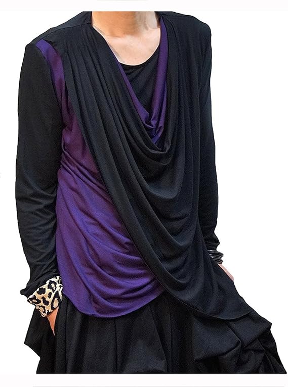 Amazon Co Jp Hippies ヒッピーズ カットソー Tシャツ ドレープ メンズ レディース V系 モード レイヤード 0092 パープル 服 ファッション小物