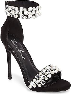 black and pearl sandals