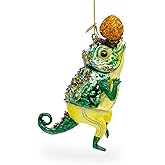 Colorful Chameleon Lizard Blown Glass Christmas Ornament