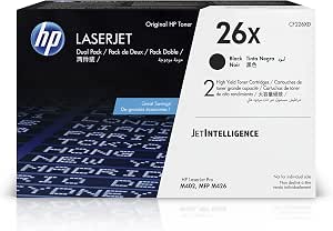 Amazon.com: Cartuchos de tóner de alto rendimiento originales HP 26X negro  (paquete de 2) | Funciona con HP LaserJet Pro M402 Series, HP LaserJet Pro  MFP M426 Series | CF226XD : Electrónica
