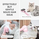 Aumuca Cat Brush with Release Button Pink Grooming Tool Long Short Hair view 2