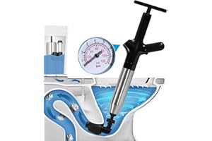 High Pressure Air Drain Blaster Plunger, Stainless Steel Plumbing Tool for Toilets, Kitchens, Bathrooms, Professional Grade D