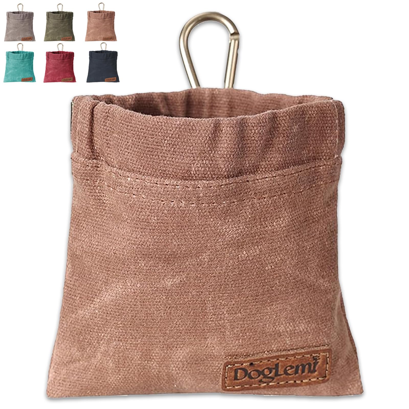 Duuclume Dog Treat Bag, Puppy Dog Training Pouch Hands-Free Walking Dog Treat Pouch, Includes Carabiner, for Pet Puppy Travel or Outdoor Use (Brown)