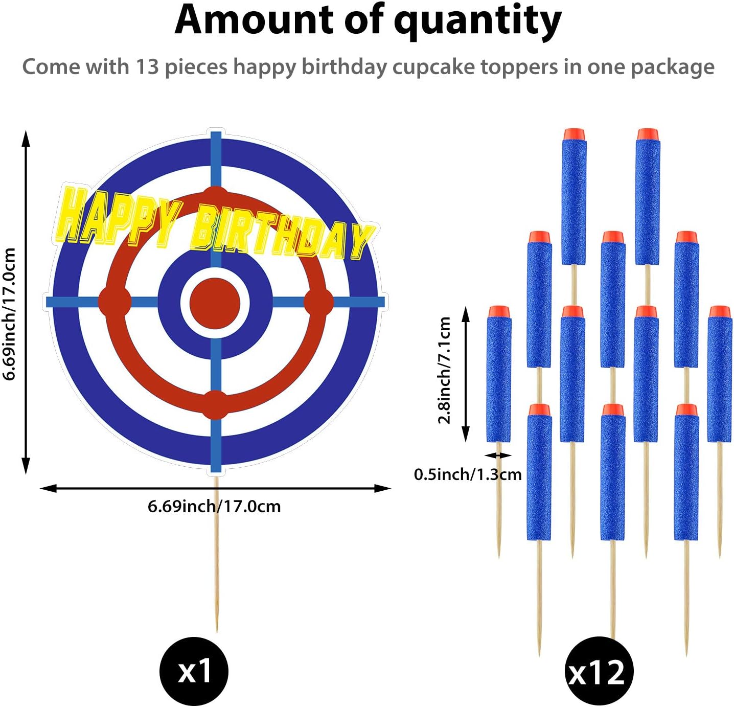 13 Pieces Happy Birthday Cupcake Toppers Target Cake Toppers War Cake