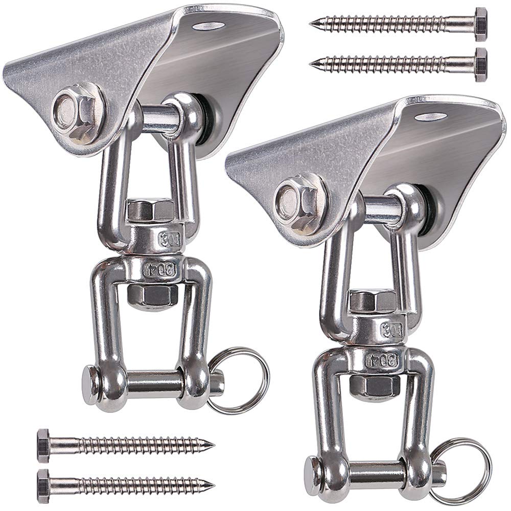 BeneLabel 2pcs Heavy Duty Swing Hanger, Hammock Ceiling Hook 360 Swivel Hanging Chair Bracket with Safety Buckle Hardware Set for Wood Yoga Rope/Aerial Hoop/Punching Bag Suspension Kit,1600lbs