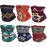 AIFAAFIIA Navajo Inspired Geometric Print Neck Gaiter 6 pack Breathable Face Mask Balaclava Southwest Native American Design Bandana & Headwear for Men Women