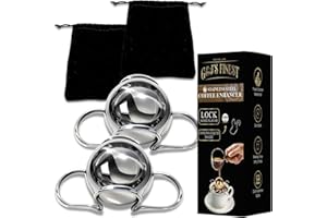 G & J'S FINEST 2Pk XL Frozen Coffee/Espresso Ball | Extract Chilling Tool with Stand & Pouch- 2.6x BIGGER (2.2"/55mm) Stainless Steel Chiller Ball/Ice for Better Tasting Espresso/Iced Coffee (NOT SOLID STEEL) (2)