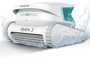 Poolmate Hydro 3 All-in-one Pool Vacuum Robot, 200mins Runtime Cordless Pool Cleaner, 2 150W Brushless Motor+Floor/Wall/Waterline Scrubber Brush,Ideal for Inground/Above-Ground Swimming Pools