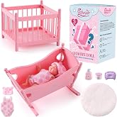 BABESIDE 3 Inch Mini Silicone Baby Doll with Complete Playset | Realistic Baby Doll, Silicone Full Body, Sleeping Newborn, Portable Size, Complete Accessories Playset, Gift for Kids Age 3+