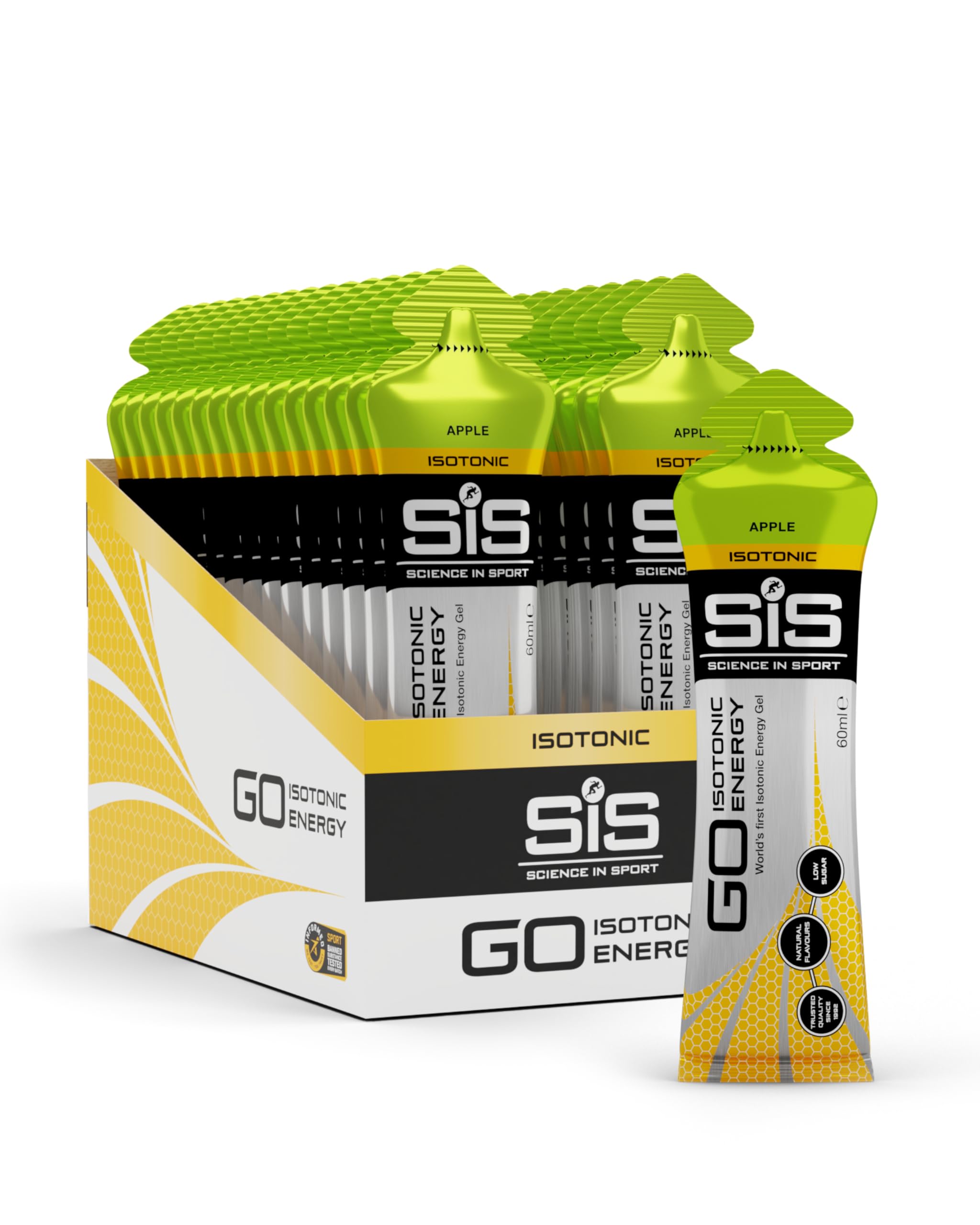 Science in Sport GO Isotonic Energy Gel 30 x 60ml Apple – Fast-Acting – Vegan – Formulation with 22g of carbohydrates, a great source of energy