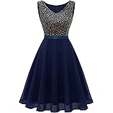 Dressystar 2026 Women's V Neck Short Sequin Prom Dress Glitter A-line Swing Cocktail Party Dresses Knee Length