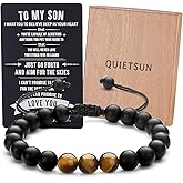 Quietsun Tiger Eye/Agate Bracelet Gifts for Dad/Son/Grandson/Boyfriend/Husband on Graduation Fathers Day Anniversary Birthday