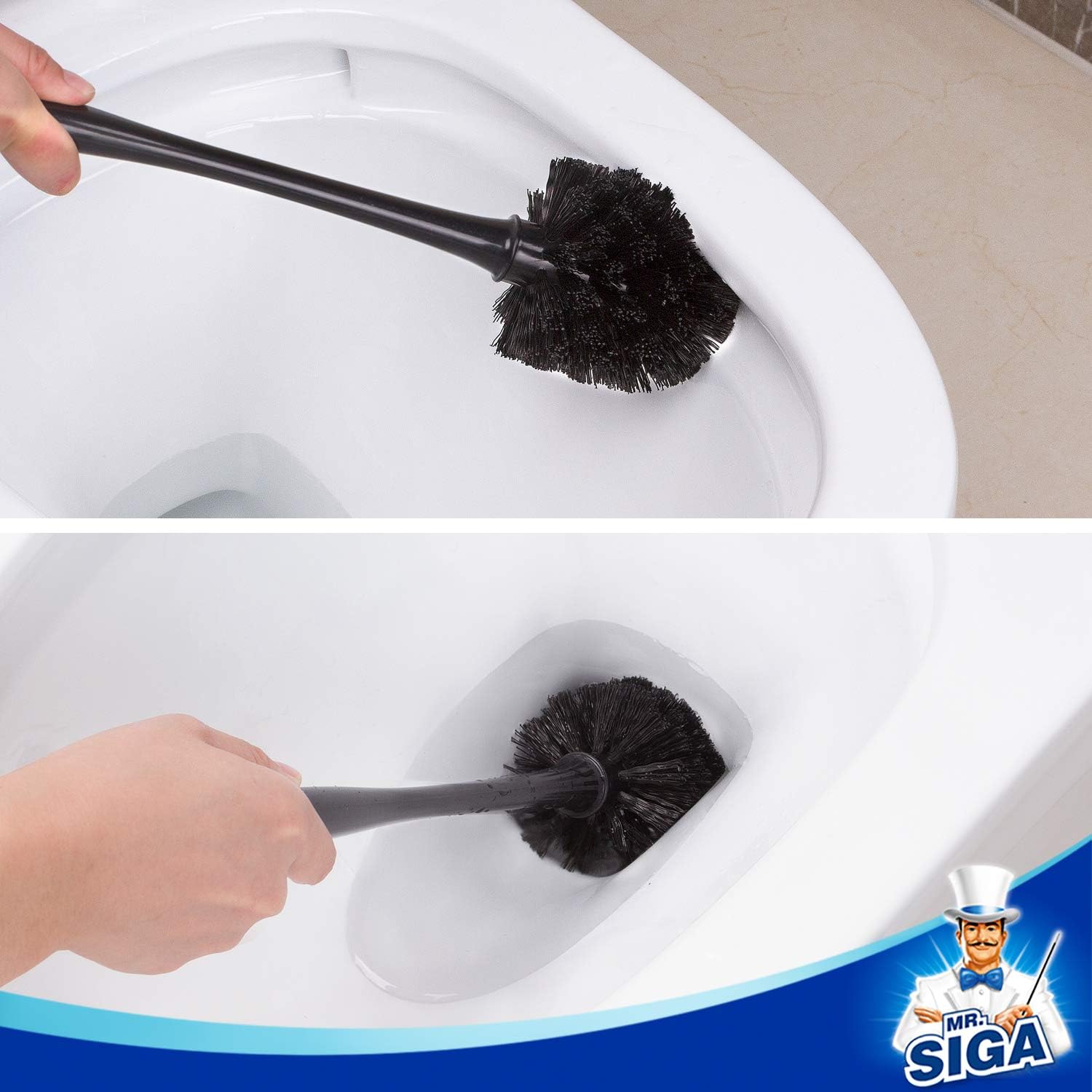 MR.SIGA Toilet Plunger and Bowl Brush Combo for Bathroom Cleaning, Black, 2 Sets: Home & Kitchen