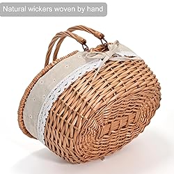 Wicker Picnic Basket with Removable Liner Empty