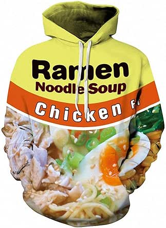 3D Ramen Chicken Noodle Soup Hoodie Beef Sweatshirt For Men Women Cotton Cute