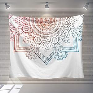 Tapestry Wall Hanging Light Colors Mandala, Psychedelic Bohemian Hippie Trippy Wall Tapestry Home Decorations for Living Room Bedroom Dorm Decor,37.4×28.7inches (95×73cm)