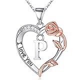 MONOZO Rose Heart Necklaces for Women Jewelry