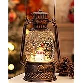 Christmas Decorations Indoor-Musical Snow Globe with 6H Timer,Snowman Cardinal Deer Lighted Scene Snow Globes Lantern USB or Battery Powered,Christmas Decorations Decor for Home