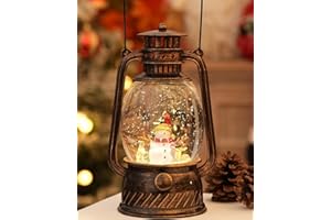 EDDORUNNING Christmas Decorations Indoor-Musical Snow Globe Christmas with 6H Timer,Snowman Cardinal Deer Lighted Scene Snow Globes Lantern USB or Battery Powered,Christmas Decorations Decor for Home
