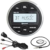 JBL PRV-175 Marine Gauge Hole Mount USB Bluetooth AM/FM Digital Stereo Receiver, USB 3.5MM AUX to RCA Interface Mount Cable + 22" Wired Radio Antenna