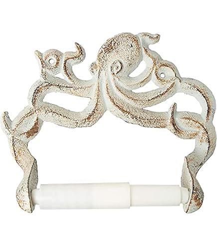 Fleur De Lis Cast Iron Toilet Paper Roll Holder - Cast Iron Wall Mounted Toilet Tissue Holder - European Vintage Design - 6.75" X 6.25" X 4.25" - With Screws And